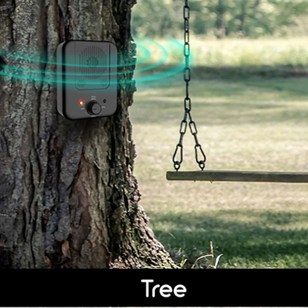 Easily attached to a tree with a 33 ft range to stop dog barking