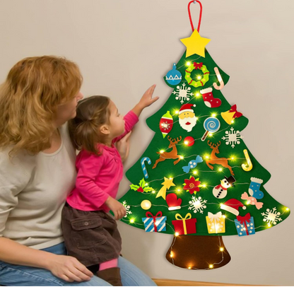 Montessori-inspired 3D Felt Christmas Tree Decoration| String Lights Optional