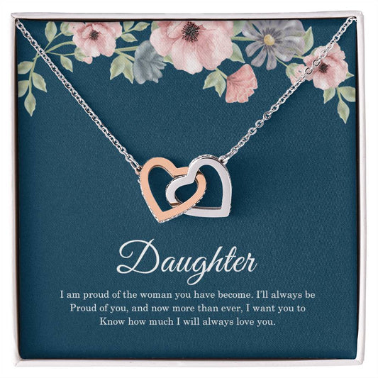 To My Daughter |  Interlocking Hearts necklace