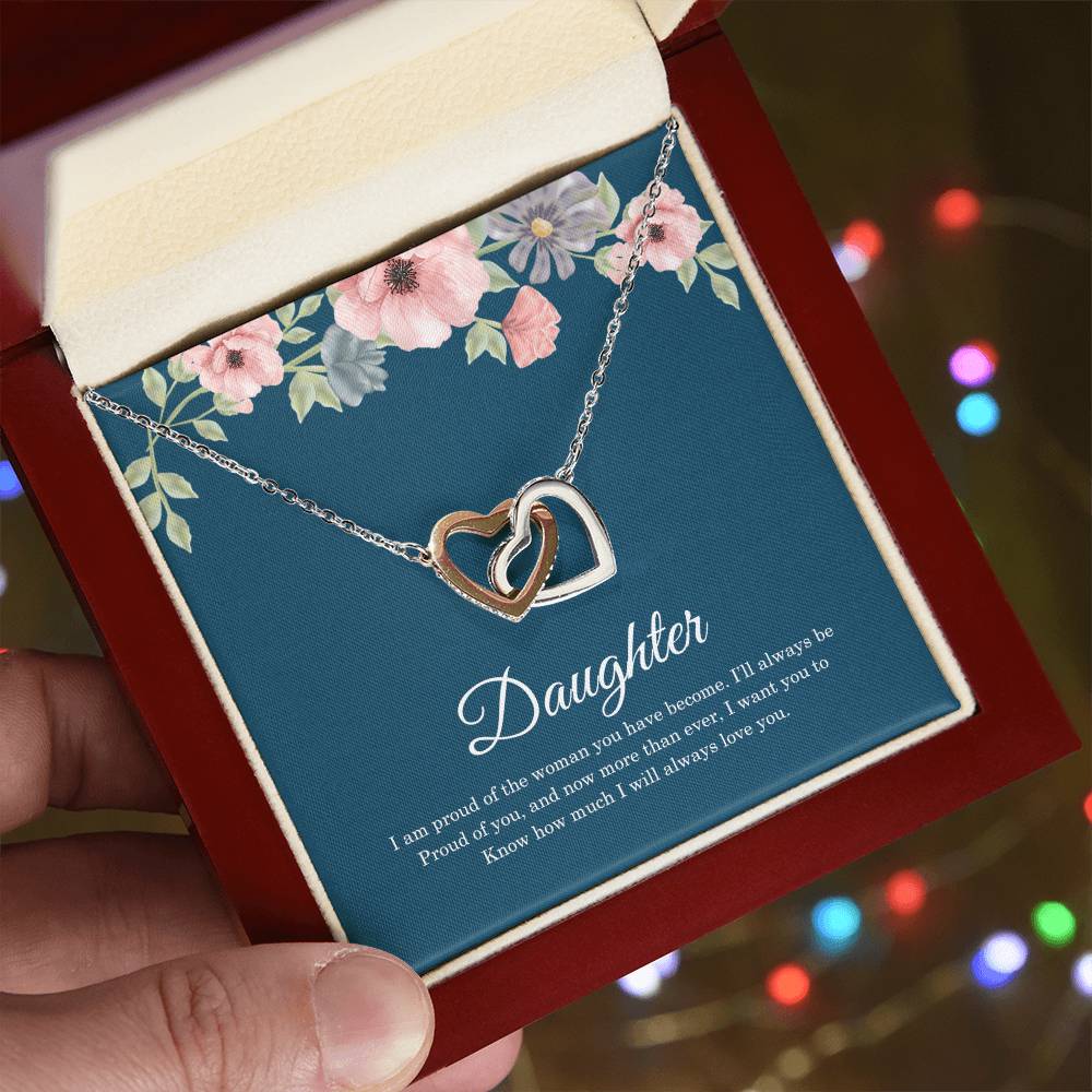 To My Daughter |  Interlocking Hearts necklace